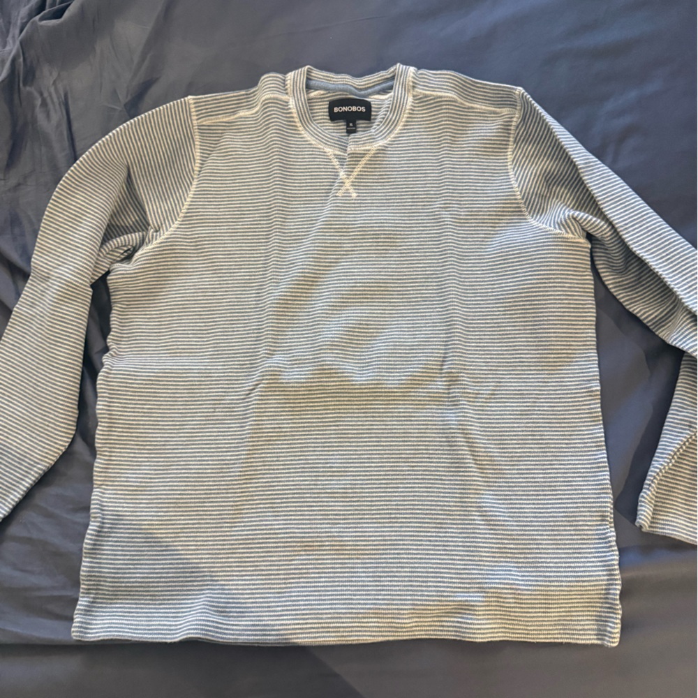 Bonobos Blue and White Striped Long Sleeve Shirt